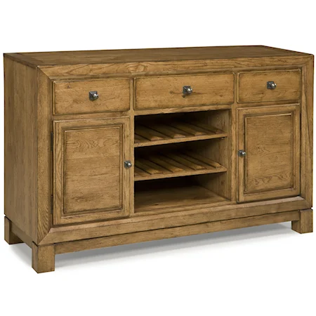 Serving Credenza with 3 Drawers, 2 Door Cabinets and Optional Wine Bottle Storage